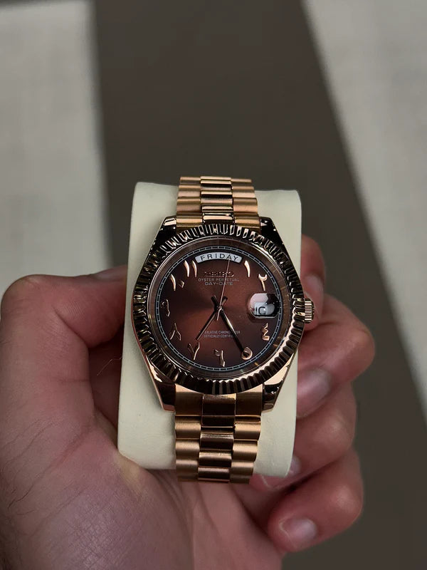 Seiko Oyster Perpetual Day Date Rose gold Arabic Dial
