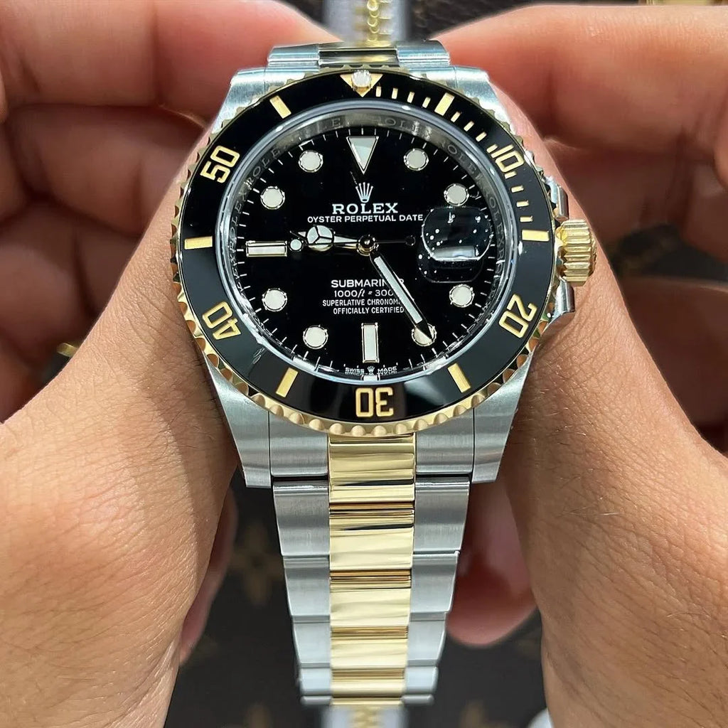 Rolex Submariner Silver Gold Black Metal Watch