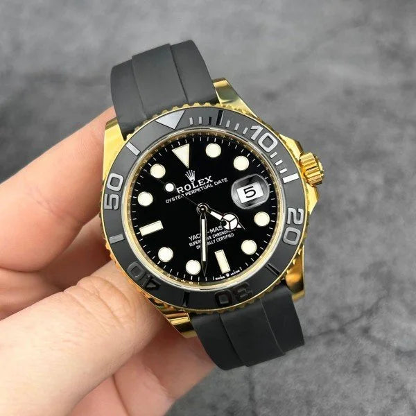 Rolex Yacht master Silicon band gold black Virat kholi watch