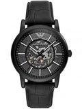 Armani Black Leather Automatic Watch