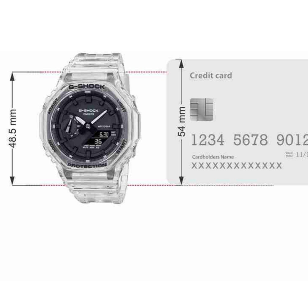 CASIO G-SHOCK Black Dial Translucent Resin Strap Analog-Digital Watch - For Men G1102 (GA-2100SKE-7ADR)