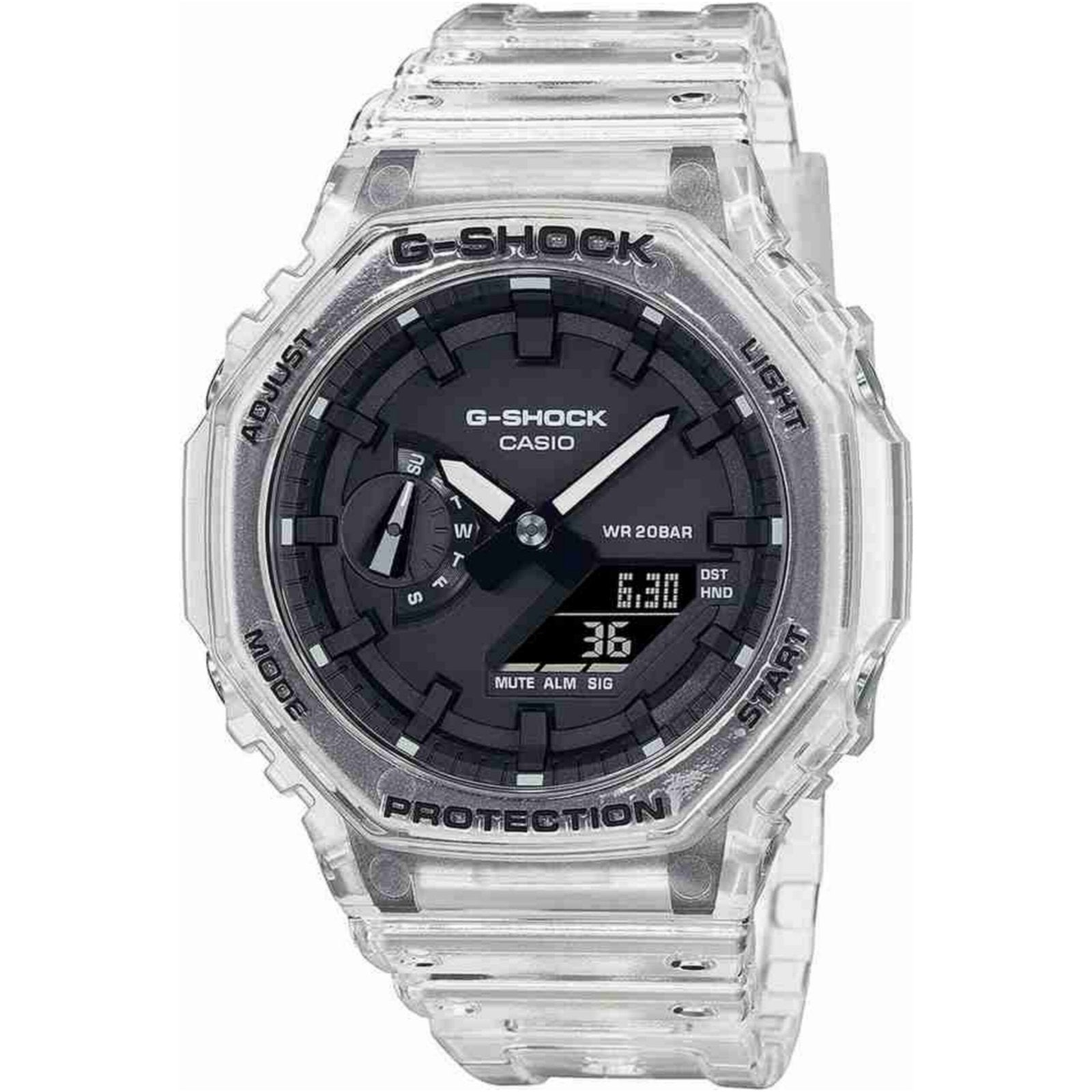 CASIO G-SHOCK Black Dial Translucent Resin Strap Analog-Digital Watch - For Men G1102 (GA-2100SKE-7ADR)