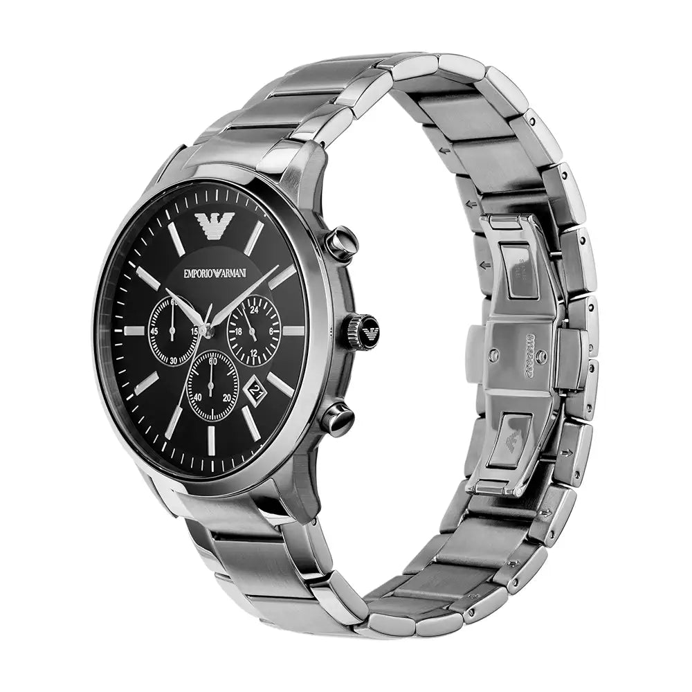 Armani Ar2453 Silver Black Dial Metal
