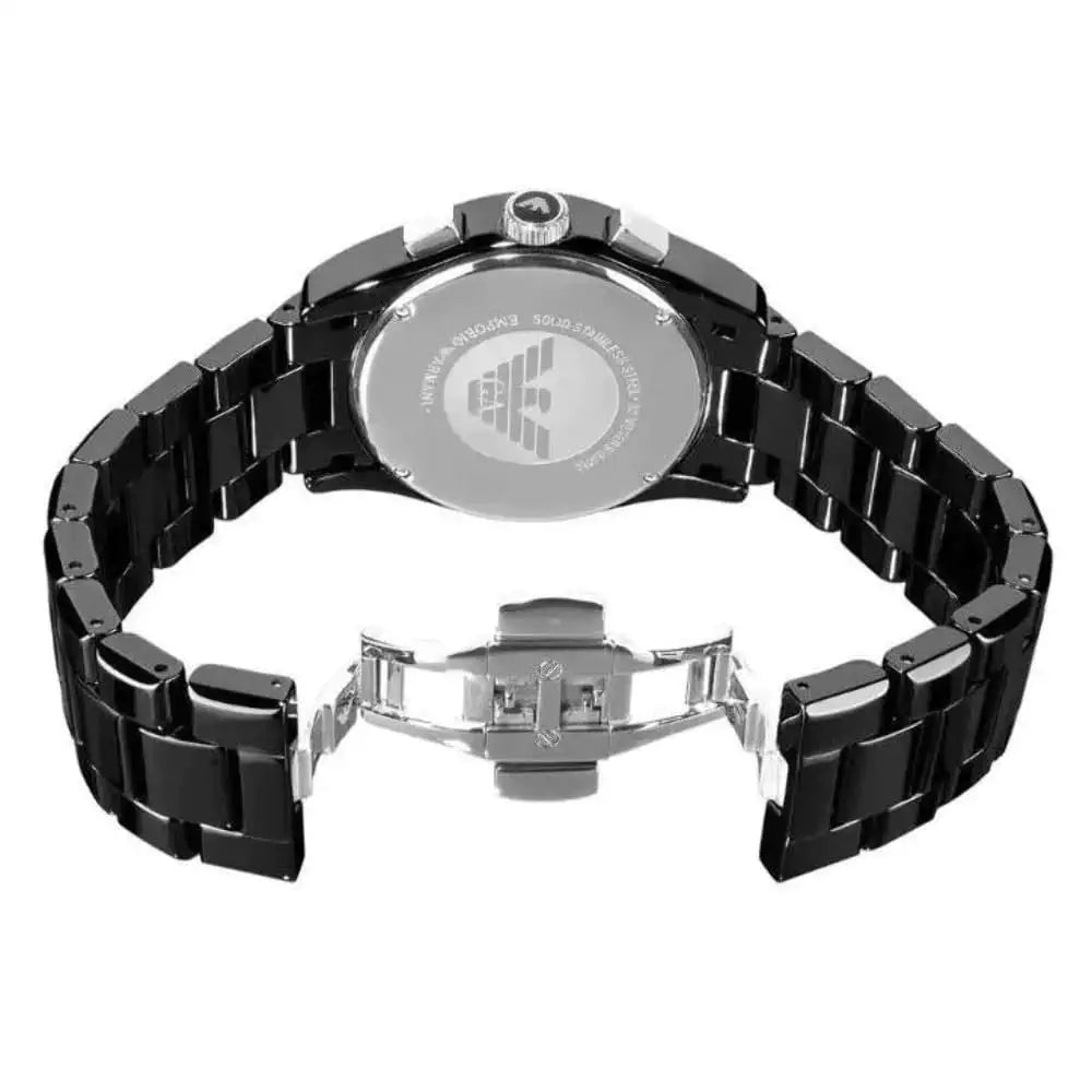 Armani Ceramica Black Silver Metal Watch