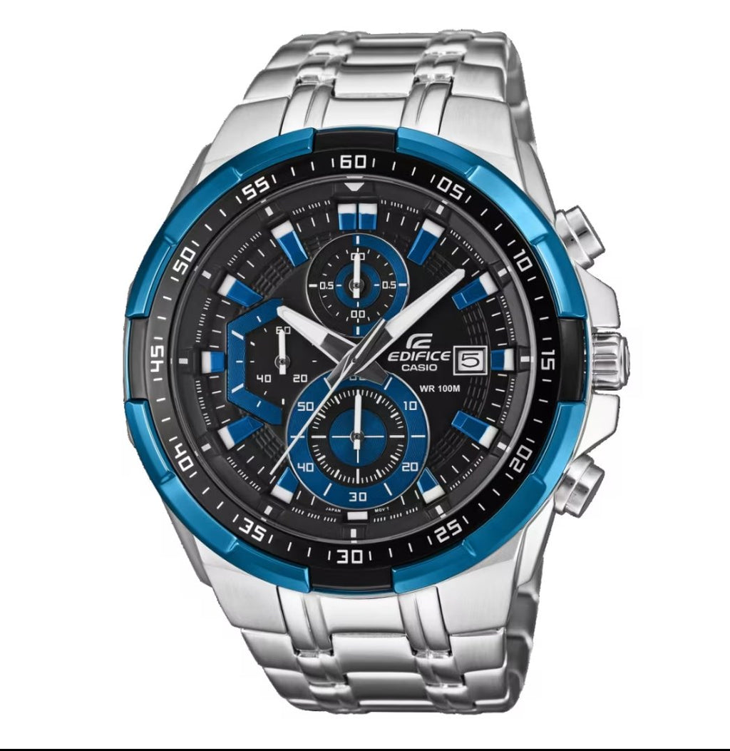 Edifice Silver Blue Metal Watch