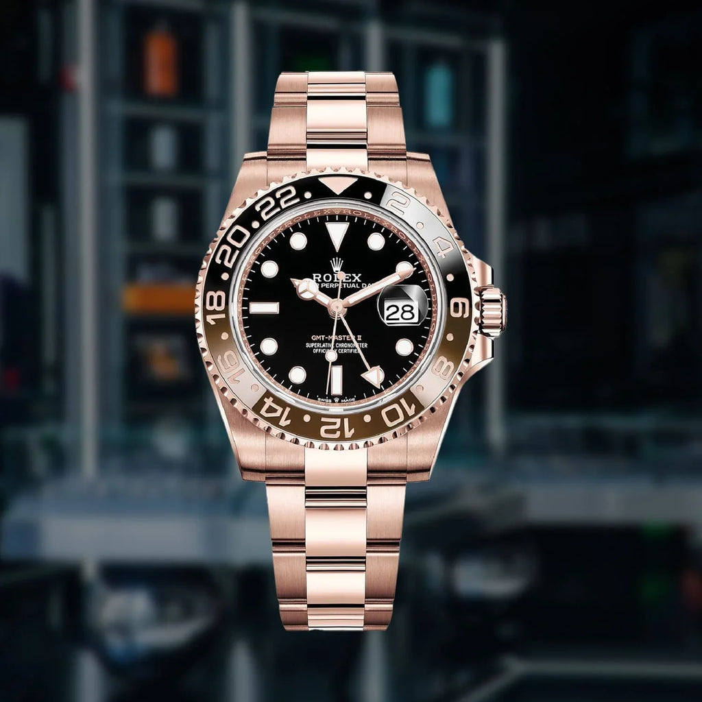Rolex Gmt Master Rosegold Gold Black Metal Virat Watch