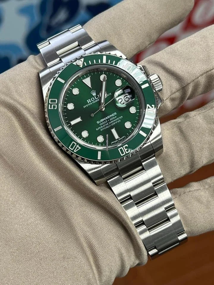 Rolex Submariner Silver Green Metal Watch VIRAT KOHLI