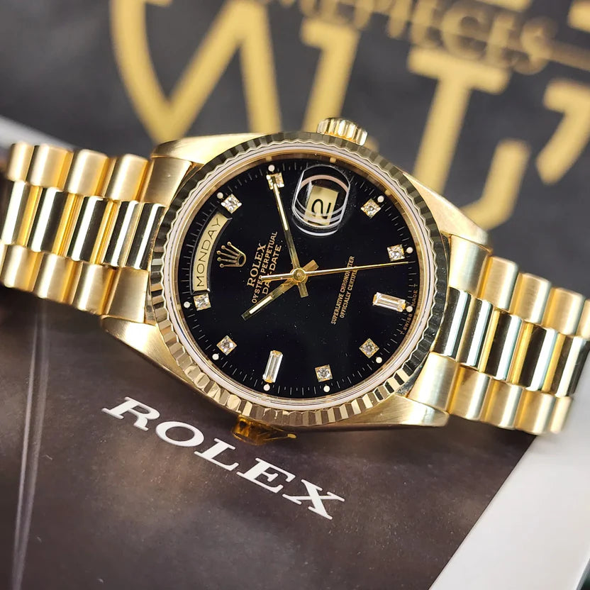 ROLEX DAYDATE GOLD BLACK DAIMOND VIRAT KOHLI EDITION