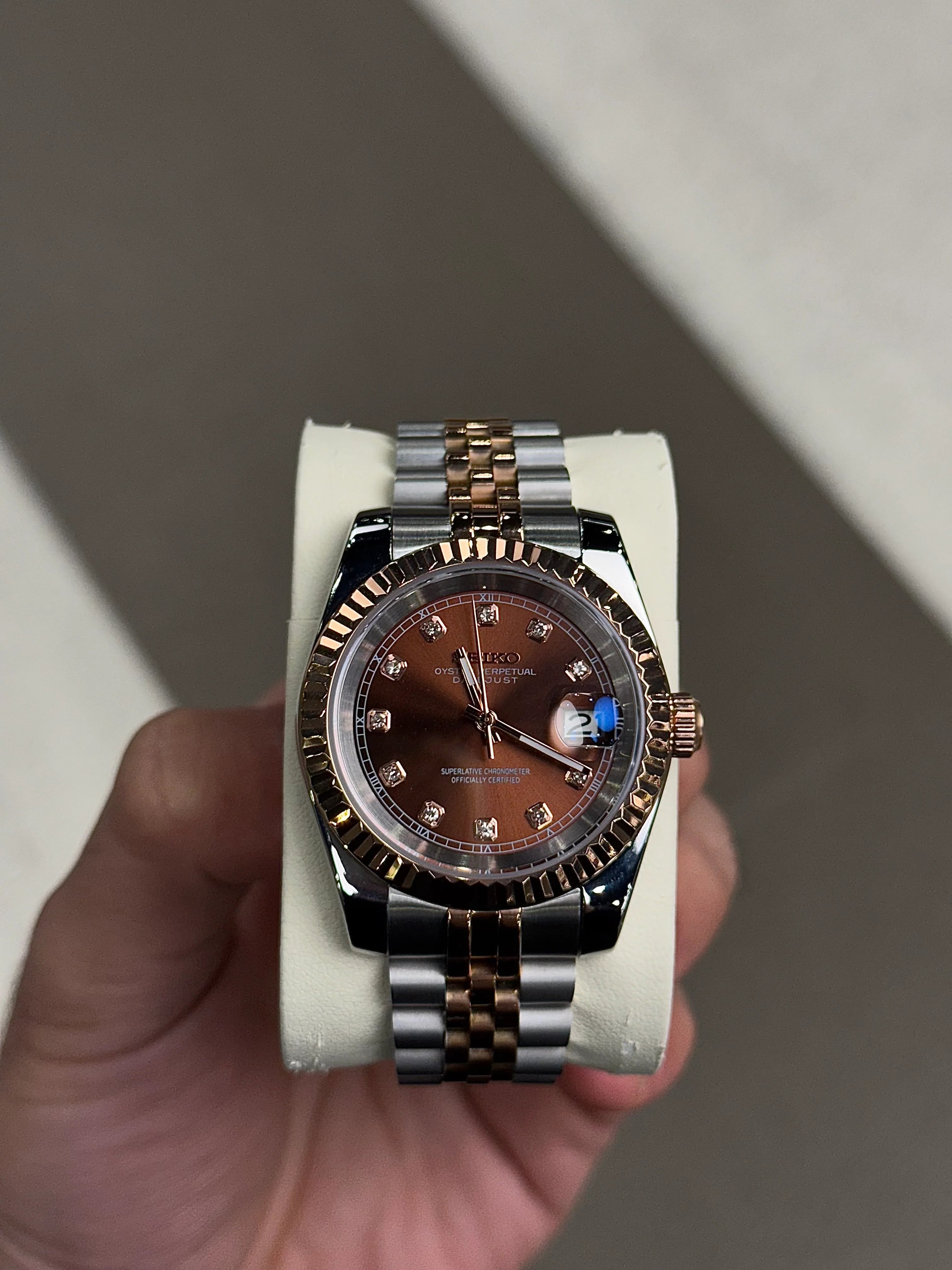 Seiko Datejust Rose Gold Diamond Dial