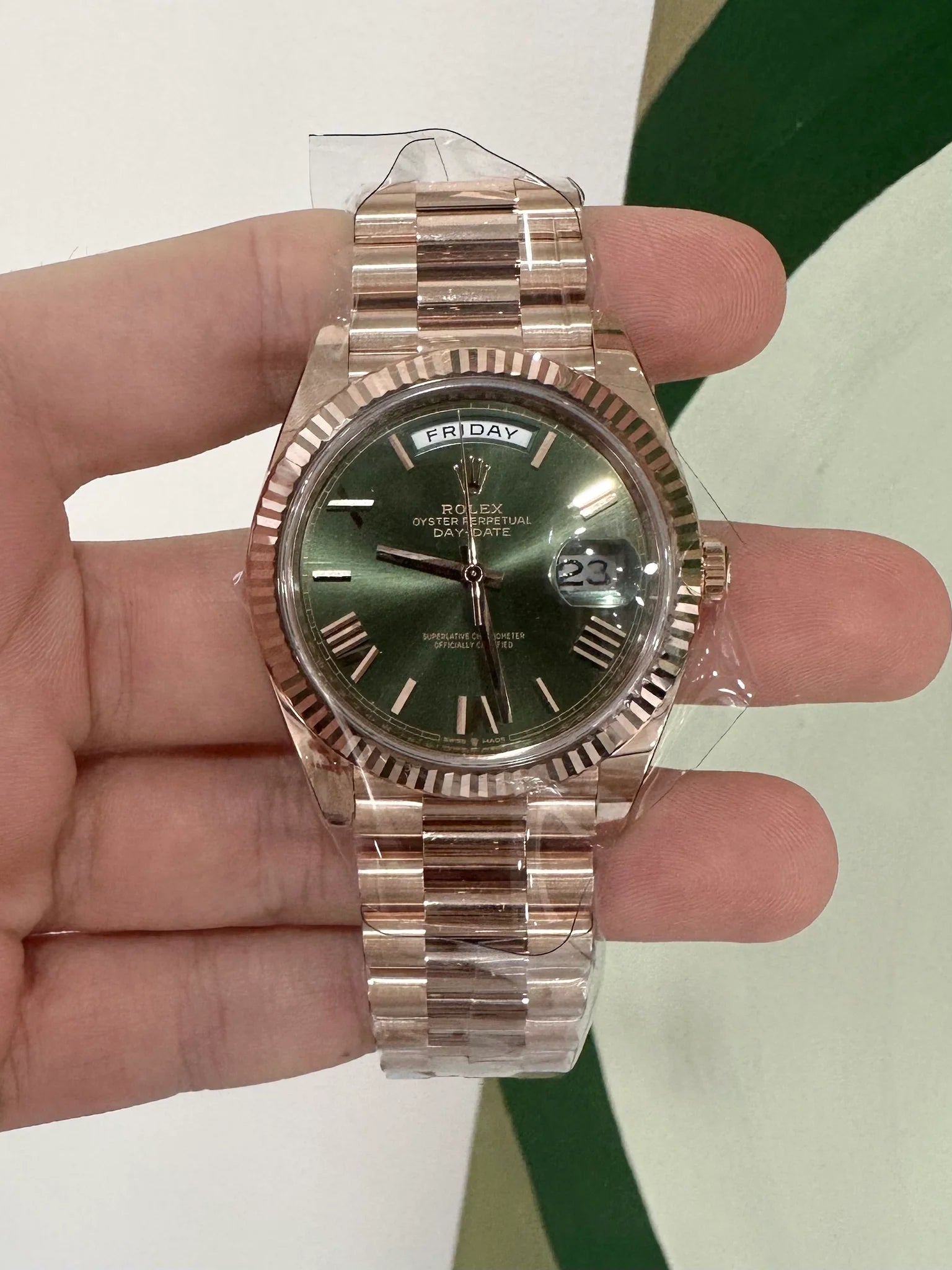 ROLEX DAY-DATE ROSE GOLD OLIVE GREEN DAIL