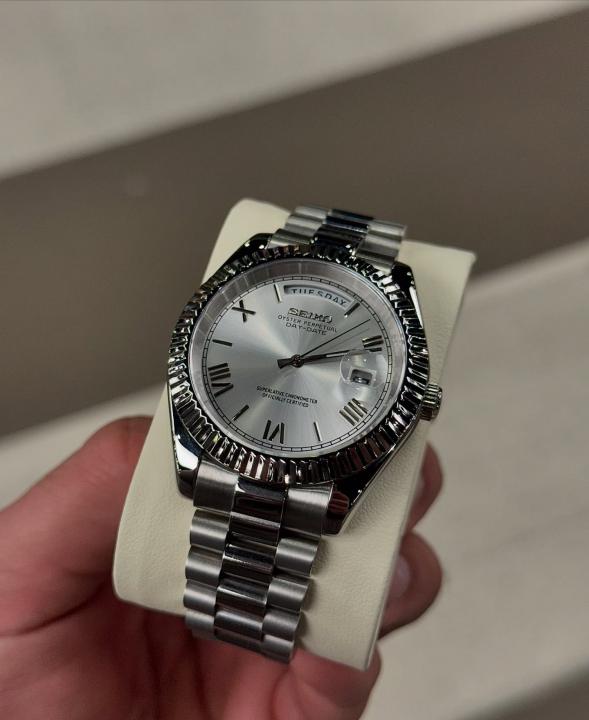 Seiko Oyster Perpetual Day Date Platinum Roman numeral dial