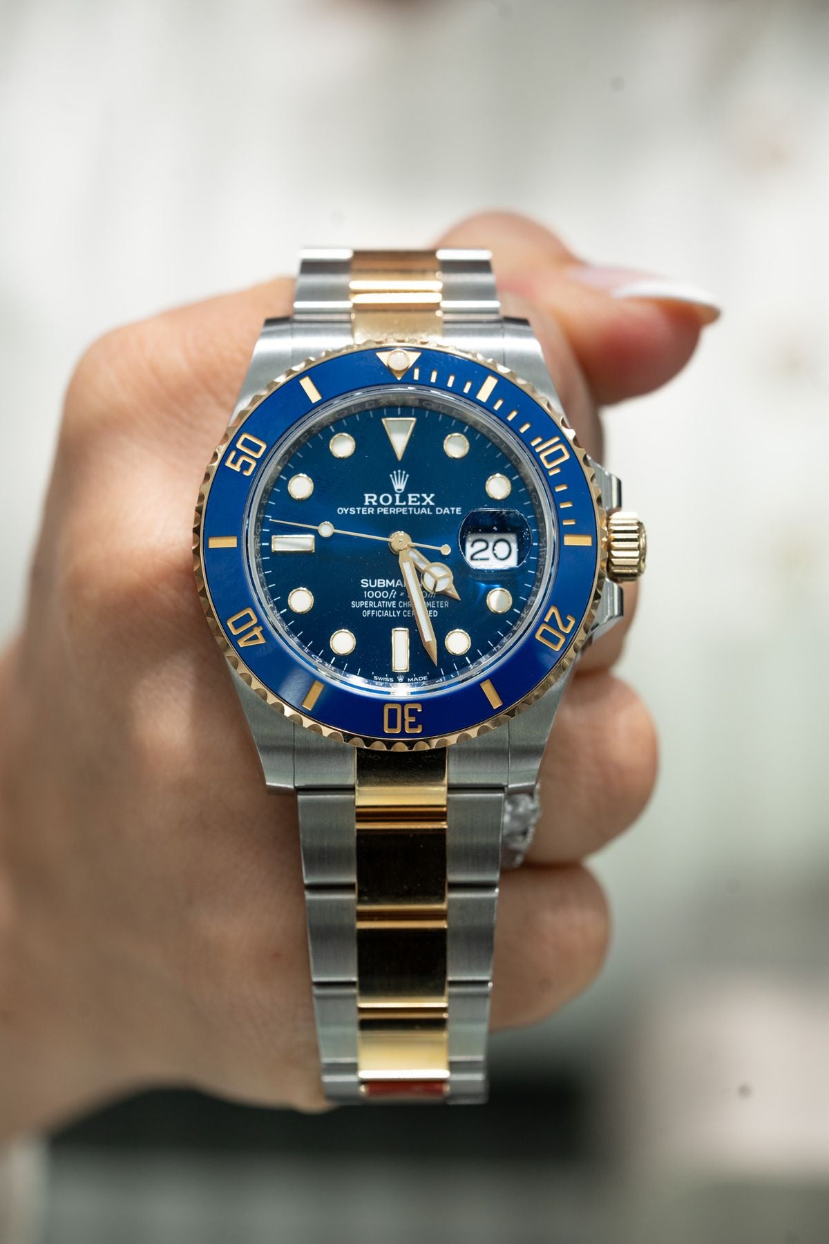 Rolex Submariner Silver Gold Blue Metal Watch