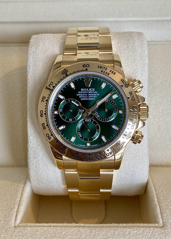 Rolex Daytona Gold Green MS Dhoni Metal Watch