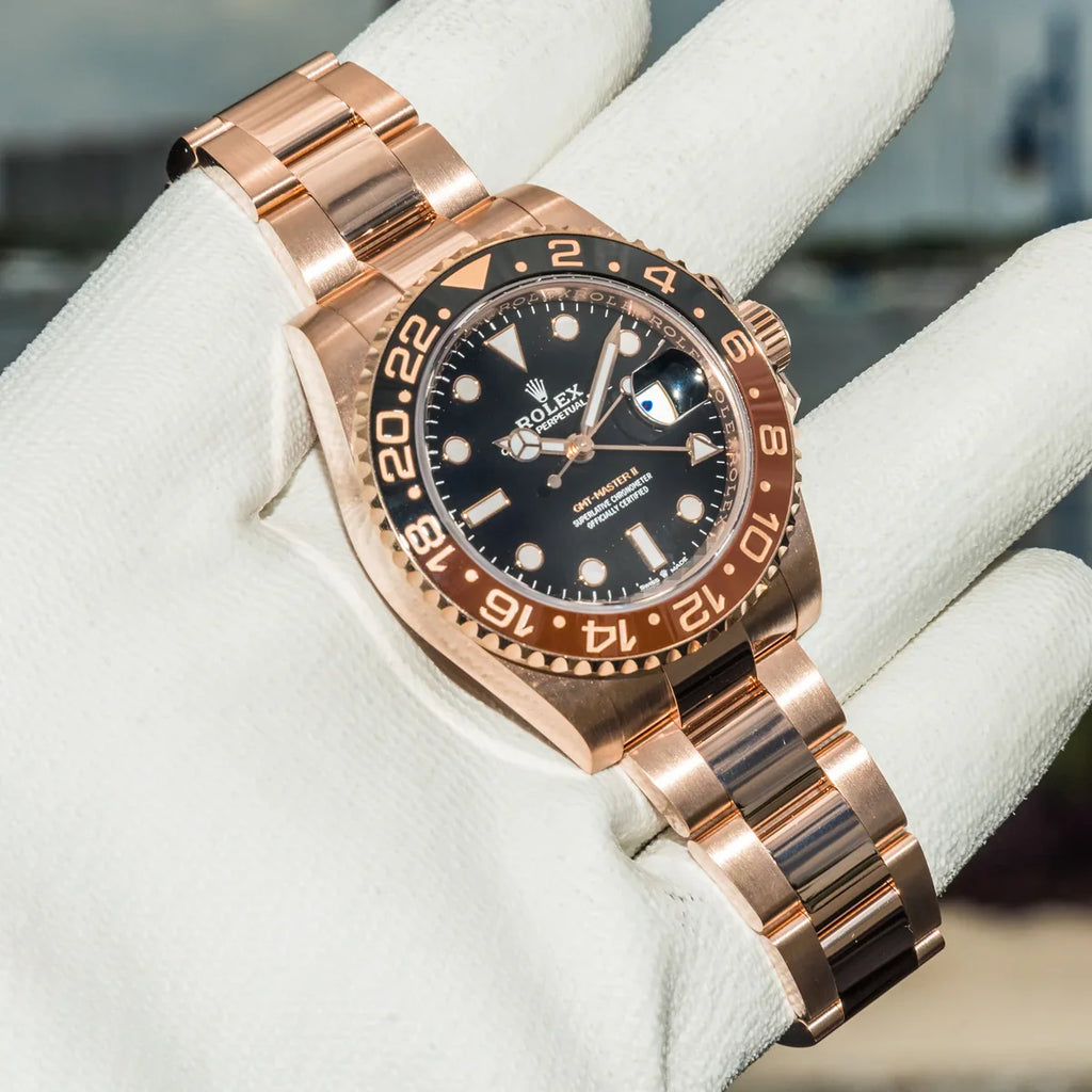 Rolex Gmt Master Rosegold Gold Black Metal Virat Watch