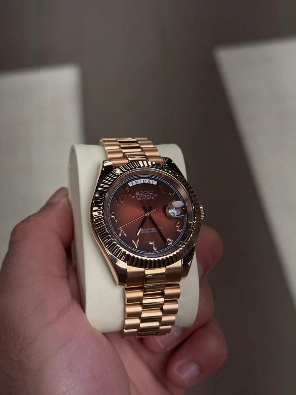 Seiko Oyster Perpetual Day Date Rose gold Arabic Dial