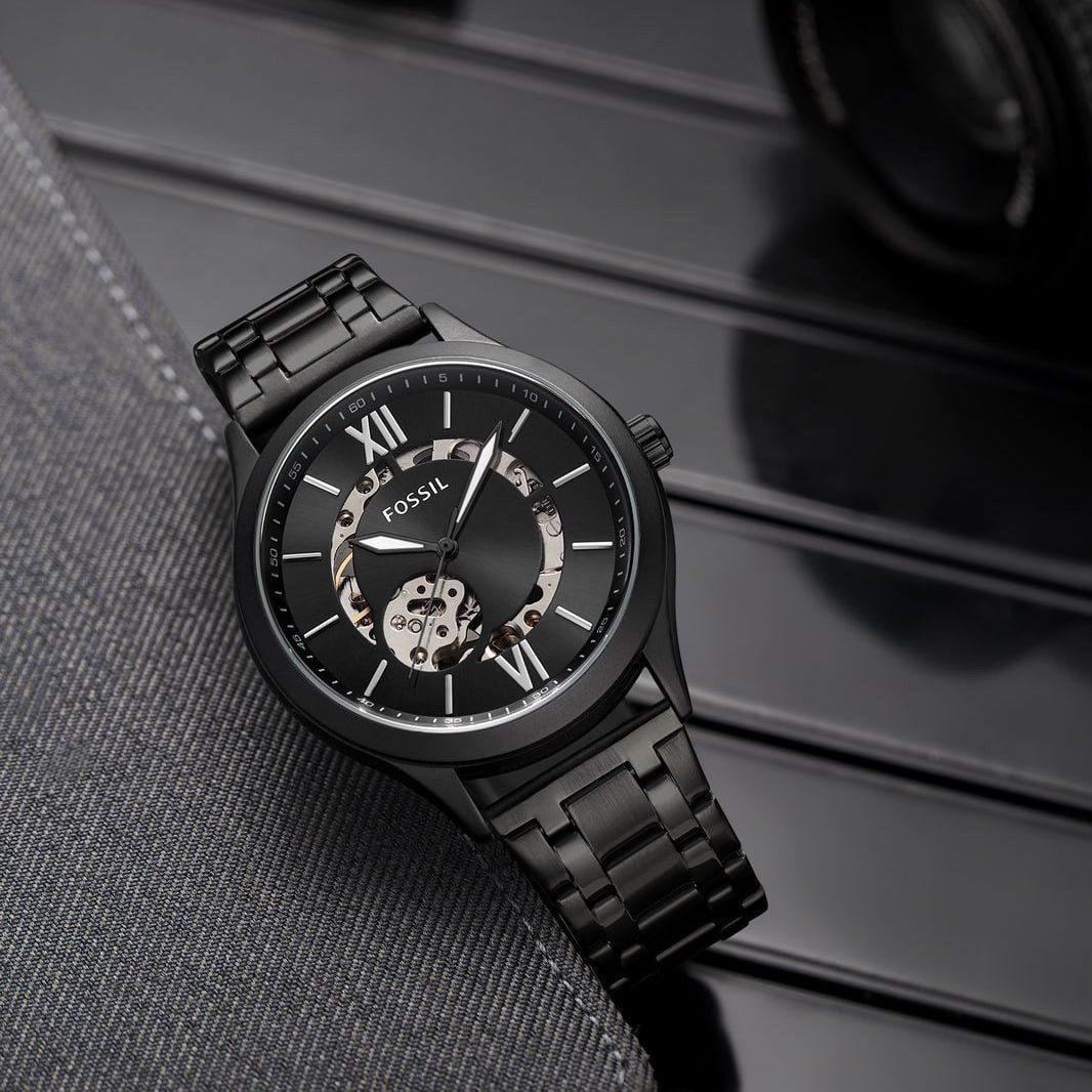 Fossil Buffer Rim Black Metal Automatic watch