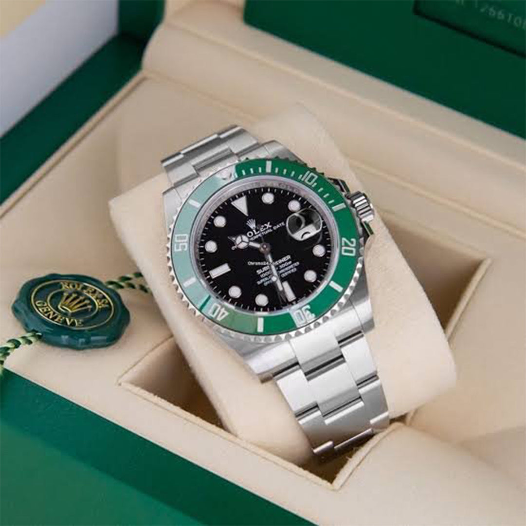 Rolex Submariner Silver Green Metal Watch VIRAT KOHLI