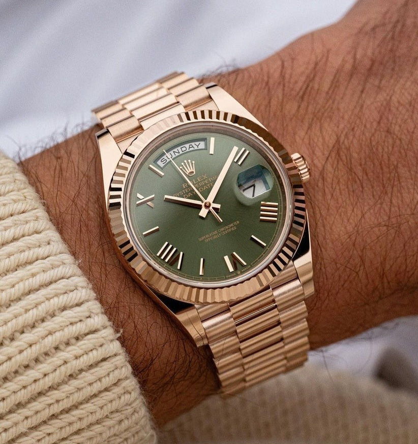 ROLEX DAY-DATE ROSE GOLD OLIVE GREEN DAIL