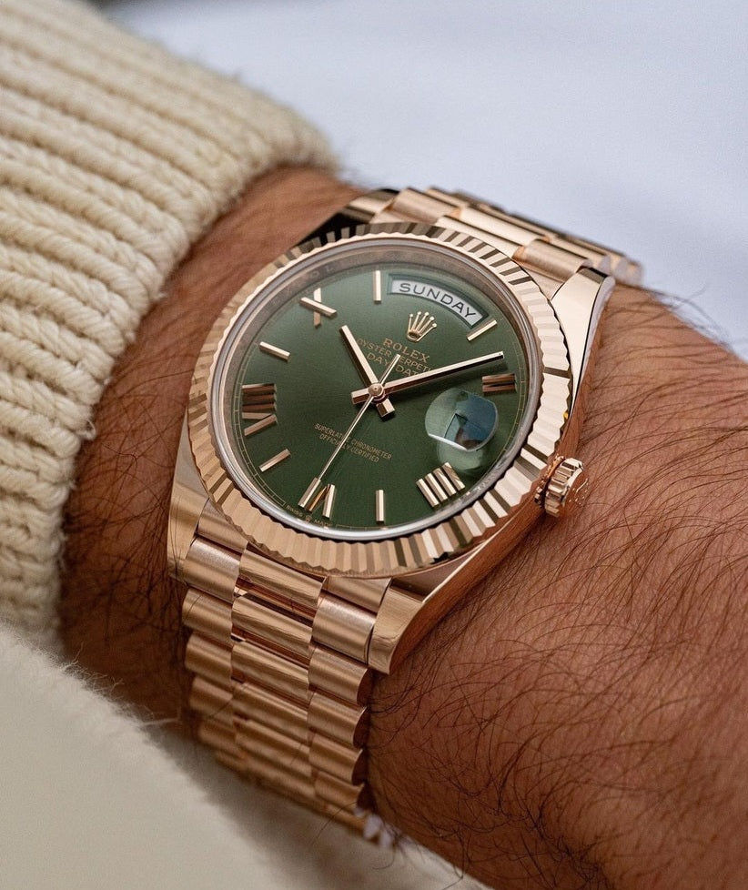 ROLEX DAY-DATE ROSE GOLD OLIVE GREEN DAIL