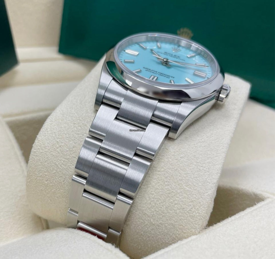 Rolex Tiffany Blue dial Silver metal Belt Watch M S Dhoni