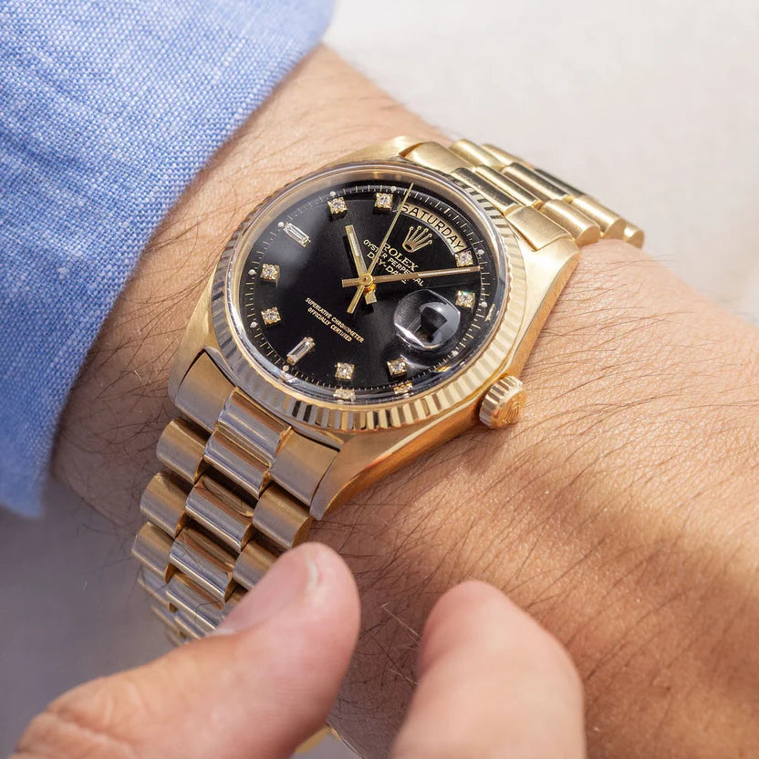 ROLEX DAYDATE GOLD BLACK DAIMOND VIRAT KOHLI EDITION