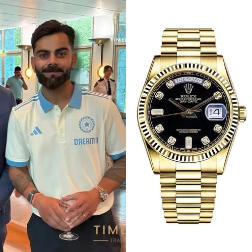 ROLEX DAYDATE GOLD BLACK DAIMOND VIRAT KOHLI EDITION