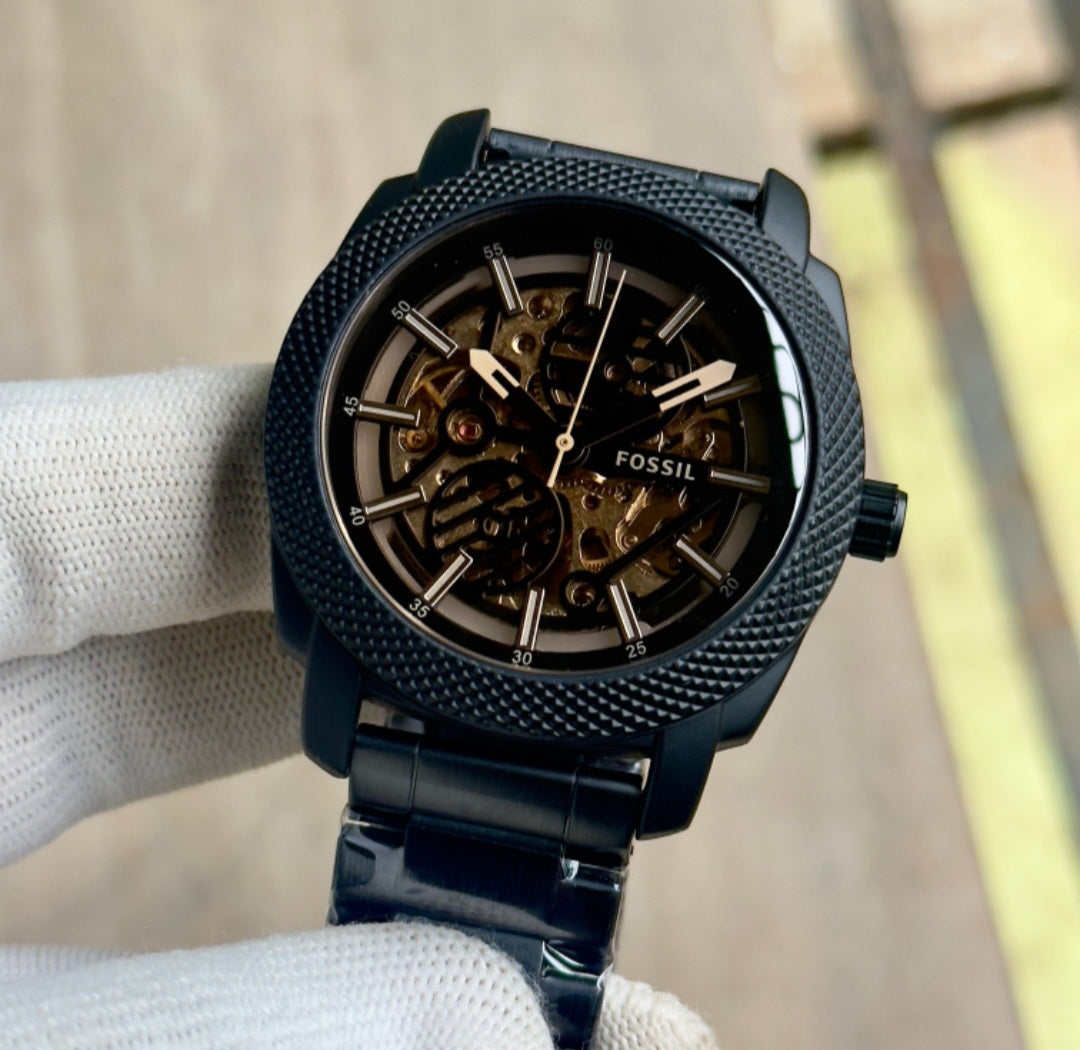 Fossil Automatic brown leather Black dial