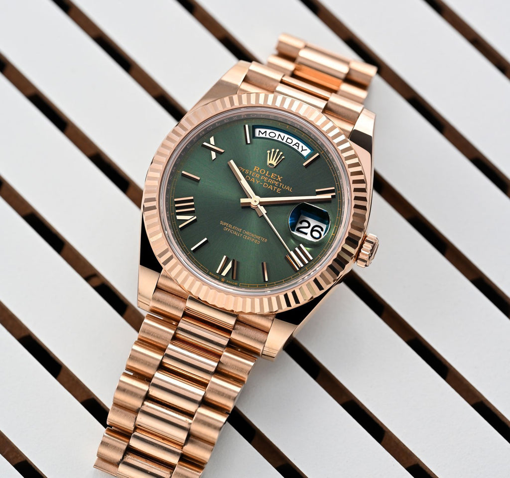ROLEX DAY-DATE ROSE GOLD OLIVE GREEN DAIL